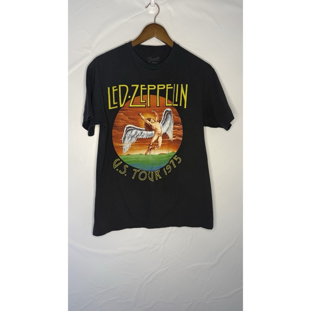 Led Zeppelin U.S. Tour 1975 Black Graphic T-Shirt Size M Rock & Pop Music
